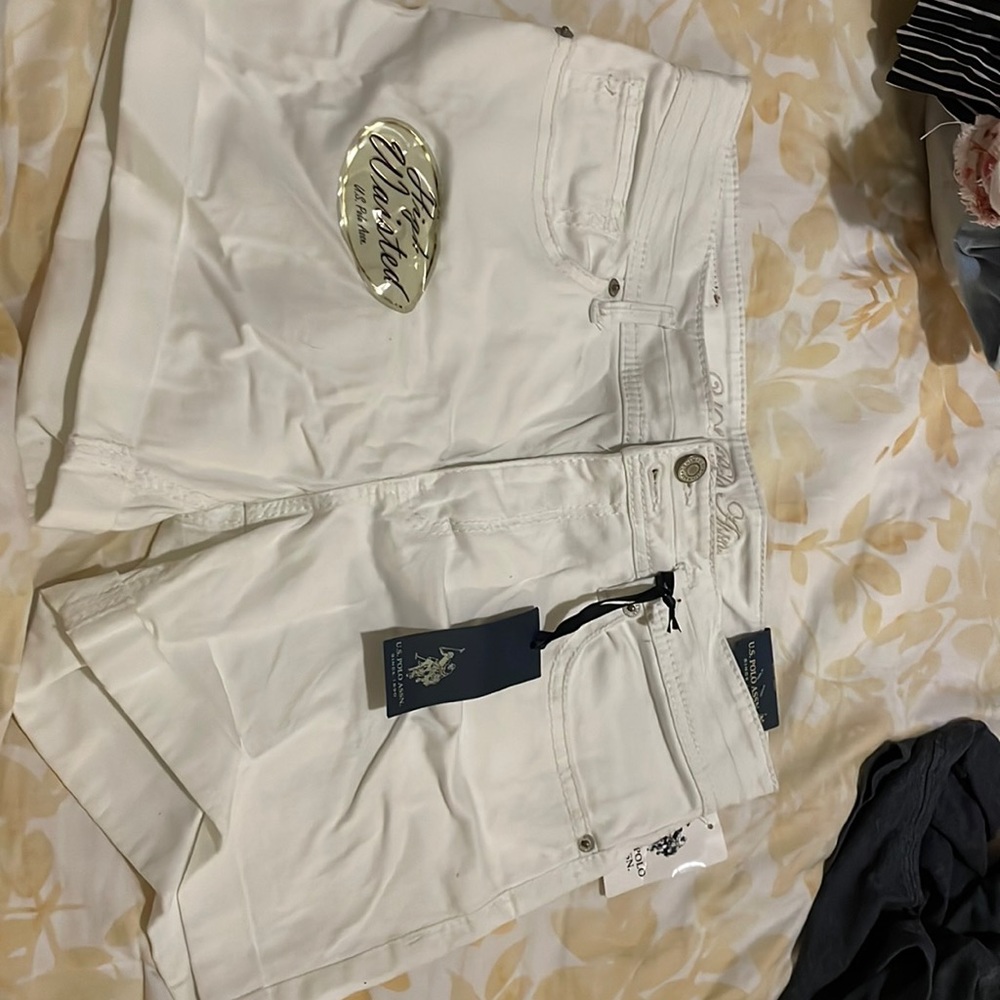 Brand new white denim US Polo Assn. shorts
